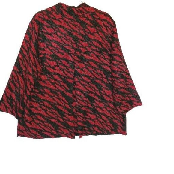 Chico's Travelers Sz 3 Red/Black Print Light-weight Jacket w/3 Quarter Sleeves - Picture 3 of 9